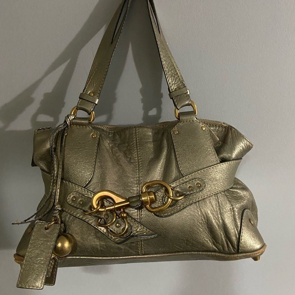 Vintage Chloe Metallic Gold and Green Shoulder Bag